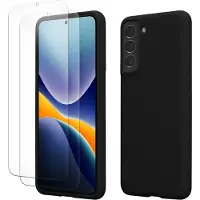 Kwmobile hoes met 2x screenprotectors voor Samsung Galaxy S21 – screenprotector van gehard glas – draadloos opladen – zwart