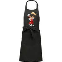 Kariban Luxe Horecaschort - Unisex Schort - Keukenschort - Barbecueschort - Kookschort - Halterschort - 76 x 90 cm - voorvak - verstelbaar - Pizza - vrouw - met naam - grijs