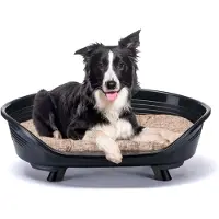 Ferplast hondenbed en kattenbed met kussens van katoen, verhoogd hondenbed, medium formaat