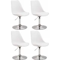 CLP Set van 4 eetkamerstoelen Maverick, kunststof, draaibaar en traploos verstelbaar, wit, met chroomkleurig frame