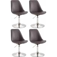 CLP Set van 4 eetkamerstoelen Maverick, kunstleer, draaibaar en traploos verstelbaar, bruin, met chroomkleurig frame