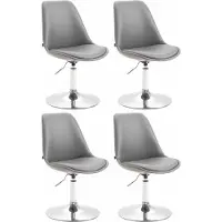 CLP Set van 4 eetkamerstoelen Maverick, kunstleer, draaibaar en traploos verstelbaar, grijs, frame in chroom