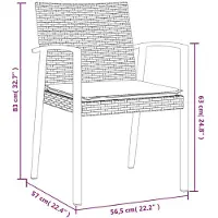 vidaXL Tuinstoelen met kussens, 2 stuks, zwart, 56,5x57x83cm, polyrotan