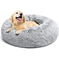 Merkloos Hondenbed rond - 70 cm - Lichtgrijs - Hondenmand donutbed kattenbed - Antislipbodem en machinewasbaar