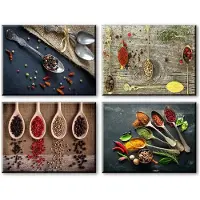 Merkloos Solidchoice - Set van 4 Elegante Wanddecoraties met Etensthema