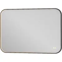 Basic Line Lorenzo Spiegel Afgeronde Hoeken - Directe LED Verlichting Rondom - 100x70cm - Mat Zwart - Glas - Afgeronde Hoeken - Spiegels, Badkamerspiegels - 8718835667931