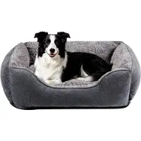 Dripio Rechthoekig hondenbed, extra zacht, wasbaar, grijs, 76x60x23 cm