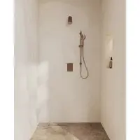 Wiesbaden Caral Inbouwthermostaat 2 Weg Rond Compleet Met Beam Hoofddouche En 3 Standen Handdouche Geborsteld Brons Koper