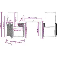 vidaXL 3-delige tuinset met kussens, zwart, polyrotan