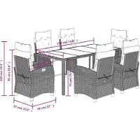 vidaXL 7-delige tuinset met kussens, zwart, van polyrotan