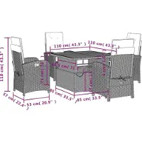 vidaXL 5-delige tuinset met kussens, beige, polyrotan