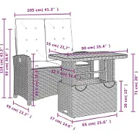 vidaXL 2-delige tuinset met kussens, beige, van polyrotan