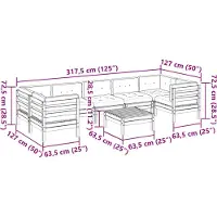 vidaXL 8-delige Loungeset met kussens massief douglas vurenhout