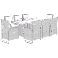 vidaXL 9-delige tuinset met kussens, grijs, polyrotan