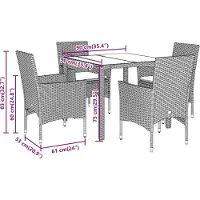 vidaXL 5-delige Tuinset met kussens poly rattan en acaciahout zwart