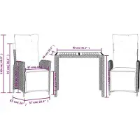 vidaXL 3-delige tuinset met kussens, zwart, polyrotan