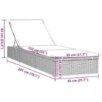 vidaXL Zonnebedden, 2 stuks, met tafel, zwart, polyrotan