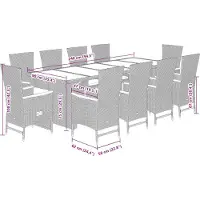 vidaXL 11-delige Tuinset met kussens poly rattan zwart