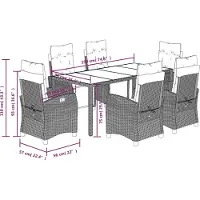 vidaXL 7-delige tuinset met kussens, zwart, van polyrotan