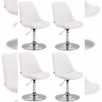 CLP Maverick Set van 4 Eetkamerstoelen - Kunstleer wit chroom