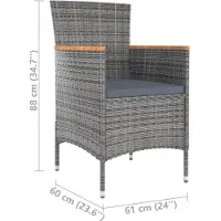 vidaXL 9-delige tuinset met kussens, grijs, van polyrotan