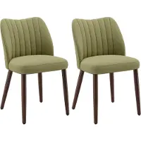 COLAMY Set van 2 eetkamerstoelen van stof - Gewatteerde zitting met dik zitkussen - Antislip dopjes - Moderne keukenstoel met elegant design - Groene kleur
