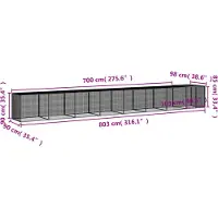 vidaXL Kippenhok met dak 803x98x90 cm gegalvaniseerd staal lichtgrijs