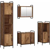 vidaXL Badkamerkast set 4 st Oud hout 40 x 36 x 181 cm Bewerkt hout