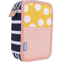 Milan Driedubbele Pennenzak Swins Roze Geel 19,5 x 13 x 7,5 cm