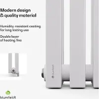 Blumfeldt Radiator - 942W Wandradiator met Verticale Verwarmingsbuizen, Modern Stalen Ontwerp, Centrale Aansluiting, Efficiënte Warmteverdeling, 25x120 cm, Wit