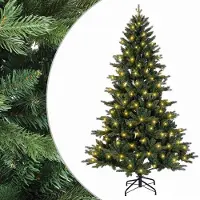 vidaXL - Kunstmatige - Hinged - Kerstboom - 180 - cm - 300 - LED's - Warmwit