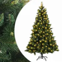 vidaXL - Kunstmatige - Hinged - Kerstboom - 240 - cm - 300 - LED's - Warmwit