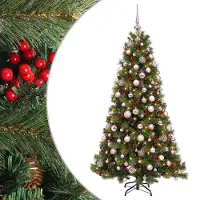 vidaXL Kunstkerstboom met kerstbal 240 cm 300 LED's Warmwit