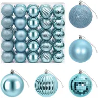 vidaXL - Kerstballenset - 50 - st - Turquoise - 8 - cm - Polystyreen