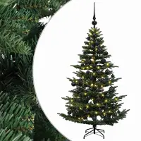 vidaXL - Kunstkerstboom - met - kerstbal - 120 - cm - 150 - LED's - Warmwit - PE - & - PVC
