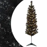 vidaXL - Kunstmatige - slanke - kerstboom - 150 - cm - 150 - LED's - Warmwit