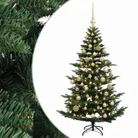 vidaXL Kunstkerstboom met kerstbal 120 cm 150 LED's Warmwit PE & PVC
