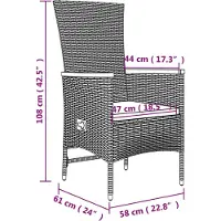 vidaXL 7-delige tuinset met kussens, grijs, polyrotan