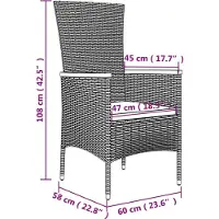 vidaXL 7-delige tuinset met kussens, grijs, polyrotan