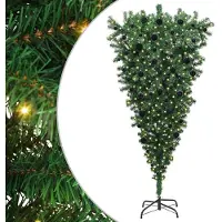vidaXL Upside-down Kunst Kerstboom met Ballen Set Groen 180 cm PVC