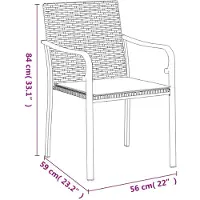 vidaXL Tuinstoelen met kussens, 4 stuks, bruin, 56x59x84 cm, polyrotan