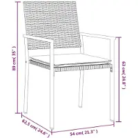 vidaXL Tuinstoelen 6 st met kussens 54x62,5x89 cm poly rattan zwart