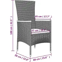 vidaXL 5-delige tuinset met kussens, grijs, polyrotan