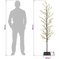 vidaXL - Micro - berken - kerstboom - Zwart - 20 - x - 20 - x - 180 cm - Staal - 459 - LED's