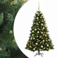 vidaXL - Kunstkerstboom - met - kerstbal - 150 - cm - 150 - LED's - Warmwit