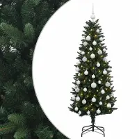 vidaXL - Kunstkerstboom - met - Ballen - 150 - cm - 150 - LED's - Warmwit - PE - en - PVC