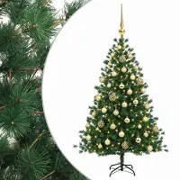 vidaXL - Kunstkerstboom - met - kerstbal - 150 - cm - 150 - LED's - Warmwit