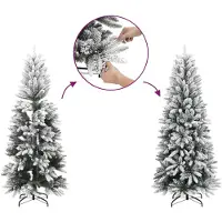 vidaXL Kunstmatige Hinged Kerstboom 150 cm PVC en Metalen Groen en Wit
