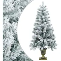 vidaXL - Mini - kerstboom - besneeuwd - 120 - cm - PVC - Groen - en - Wit