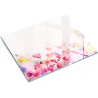 Wallfluent Glazen Snijplanken - Bloemenweide Snijplanken Glas - 30 cm x 40 cm - Roze Snijplanken van Glas - Keuken Snijplank Glas - Hygiënische Snijplank van Glas - Antislip Glazen Snijplank